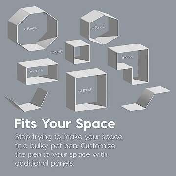 IRIS USA Dog Playpen, 8-Panel 34" Pet Playpen with Door, Puppy Playpen, Indoor/Outdoor Dog Pen, 63 x 63 x 34, Foldable, Customizable, White
