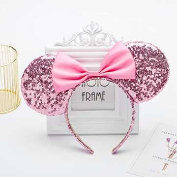 Seamoy Minnie Ears Headband, Sequin Accessories for Birthdays and Parties