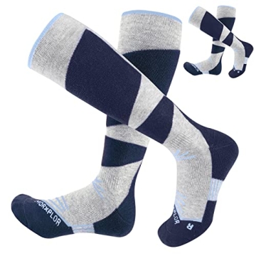 MORXPLOR Merino Wool Ski Socks 2 Pairs Pack for Men&Women,Skiing and Snowboarding Knee High Warm Soc...