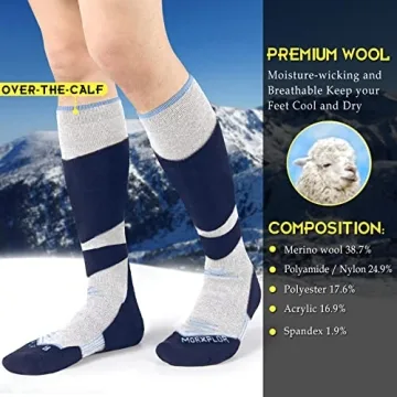 MORXPLOR Merino Wool Ski Socks for Skiing and Snowboarding