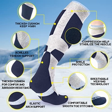 MORXPLOR Merino Wool Ski Socks for Skiing and Snowboarding