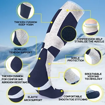 MORXPLOR Merino Wool Ski Socks for Skiing and Snowboarding