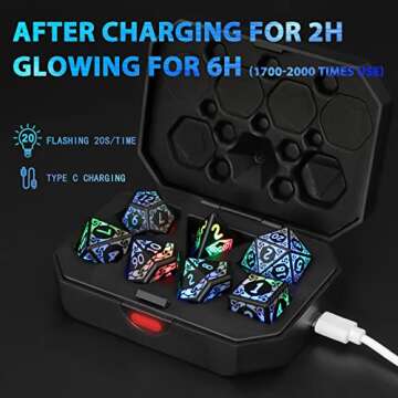 Rechargeable LED DND Dice Set with Charger – 7-Piece