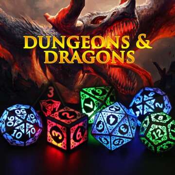 Rechargeable LED DND Dice Set with Charger – 7-Piece