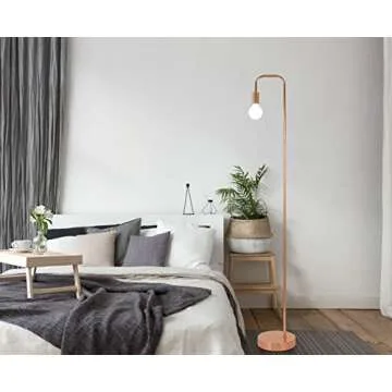 LA JOLIE MUSE Floor Lamp for Living Room - Industrial Rose Gold Metal Arched Standing Lamp, Includes 4W Led Light Bulb, Modern Bedroom Decor