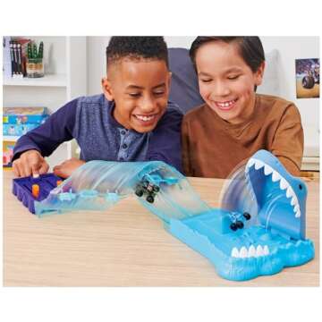 Monster Jam, Mini Megalodon Race and Chomp Playset with 2 Monster Jam Mini Trucks, 1:87 Scale, Kids ...