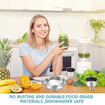 Gejoy 12 Pcs Metal Canning Funnels Set Wide Mouth Mason Jar Funnels for Filling Stainless Steel Kitchen Filter with Strainer Mesh Filter Brushes and Adhesive Hooks, Silver