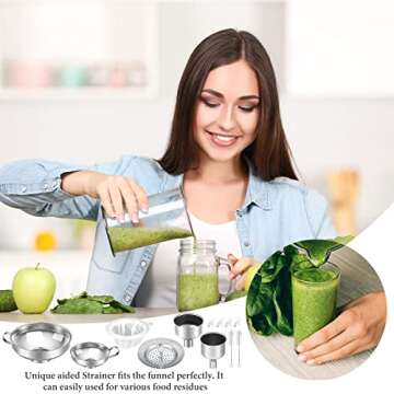 Gejoy 12 Pcs Metal Canning Funnels Set Wide Mouth Mason Jar Funnels for Filling Stainless Steel Kitchen Filter with Strainer Mesh Filter Brushes and Adhesive Hooks, Silver