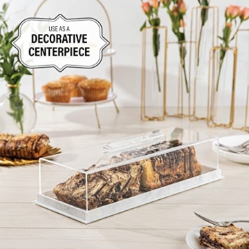 Gold Valley Elegant Rectangular Cake Tray with Cloche