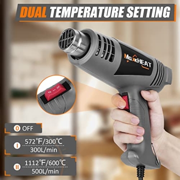 MAXXHEAT 1600W Heat Gun with Dual Temperature Control