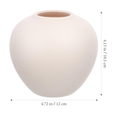 ORFOFE Ceramic Vase, Beige, Vintage, Modern, Round, 4.72x4.72x1 inches, Durable, Holds Water, Home Decoration, Plant Container