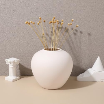 ORFOFE Ceramic Vase, Beige, Vintage, Modern, Round, 4.72x4.72x1 inches, Durable, Holds Water, Home Decoration, Plant Container