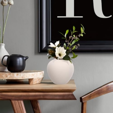 ORFOFE Ceramic Vase, Beige, Vintage, Modern, Round, 4.72x4.72x1 inches, Durable, Holds Water, Home Decoration, Plant Container