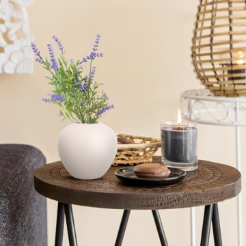 ORFOFE Ceramic Vase, Beige, Vintage, Modern, Round, 4.72x4.72x1 inches, Durable, Holds Water, Home Decoration, Plant Container