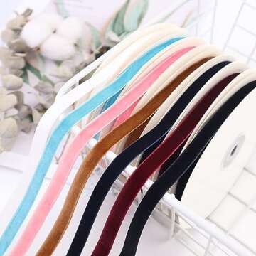 10 Yards Velvet Ribbon Burgundy Velvet Fabric Ribbon Trim Single Face Spool Satin Velvet Ribbon for Gift Wrapping Bow Making Christmas Decoration