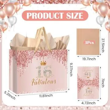 Yoirrat Rose Gold 16 & Fabulous Birthday Gift Bag Set