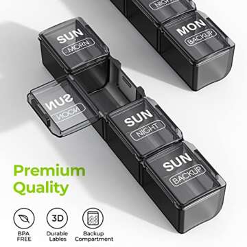 AUVON Extra Large Weekly Pill Organizer 4 Times a Day, 7 Day Pill Box, Daily Pill Case with 28 Compartments, Large Enough to Hold The Large Fish Oils, Vitamins, Supplements and Medication