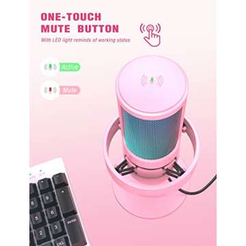 FIFINE USB Streaming Pink Microphone for Gaming & YouTube