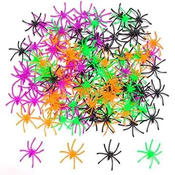 JIALWEN 120 Halloween Plastic Spiders - Creepy Fun!