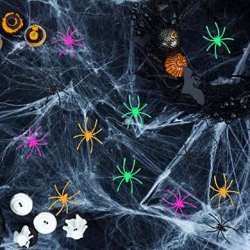 JIALWEN 120 Pieces Halloween Realistic Plastic Spiders 4 Colors Small Spider Toys Black Fake Spiders Prank Props for Halloween Home and Party Decorations