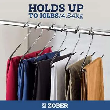 Zober Pants Hangers Non Slip - 40 Pack Open Ended Pants and Jean Hangers for Closet - Space Saving Clothes Hanger - Strong, Durable, Metal Pant Hangers (Black)