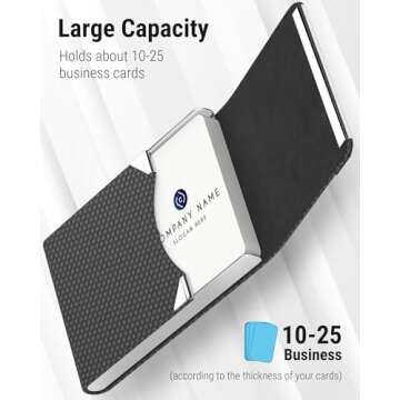 MaxGear Business Card Holder, PU Leather & Stainless Steel Business Card Case for Men or Women, Slim...