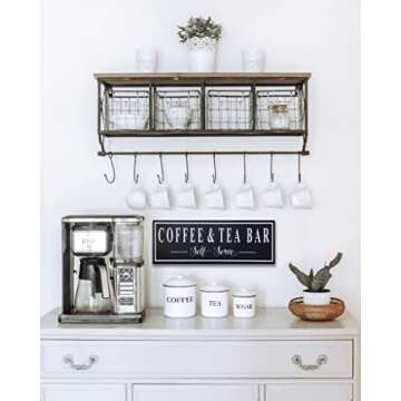 MarthaFox 20x56cm, Wood Plaque Coffee and Tea Bar Sign Coffee and Tea Sign Coffee and Tea Bar Farmho...