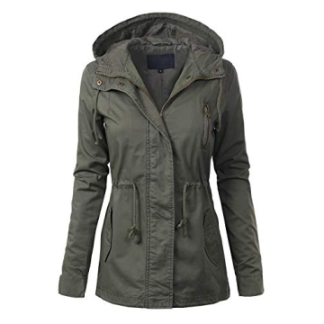 MixMatchy Women's Casual Military Anorak Jackets Zip Up Snap Button Hooded Parka Safari Utility Coat...