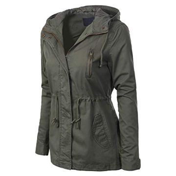 Stylish MixMatchy Women's Military Anorak Jacket - Olive