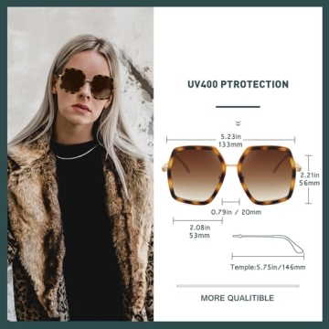 WOWSUN Oversized Sunglasses for Women with UV Protection