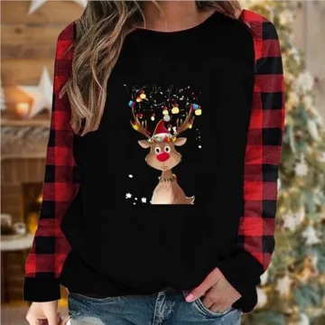 ABOUTYES Christmas Sweatshirts for Women 2024 Graphic Tops