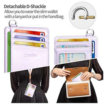 EcoVision Slim Minimalist Front Pocket Wallet, RFID Blocking Credit Card Holder Wallet with Detachable D-Shackle for Men Women