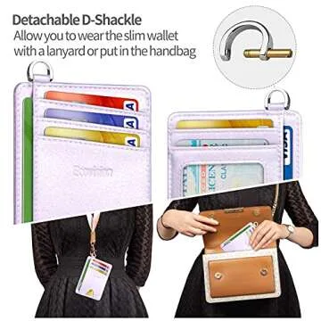 EcoVision Slim Minimalist Front Pocket Wallet, RFID Blocking Credit Card Holder Wallet with Detachable D-Shackle for Men Women