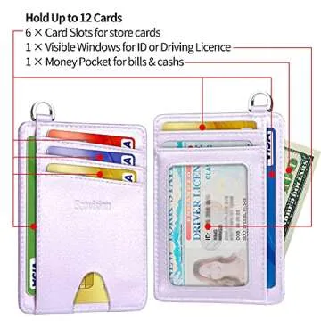 EcoVision Slim Minimalist Front Pocket Wallet, RFID Blocking Credit Card Holder Wallet with Detachable D-Shackle for Men Women
