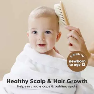 Gentle Baby Hair Brush Set for Newborns with Goat Bristle