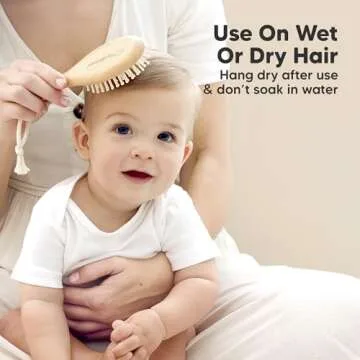 Gentle Baby Hair Brush Set for Newborns with Goat Bristle