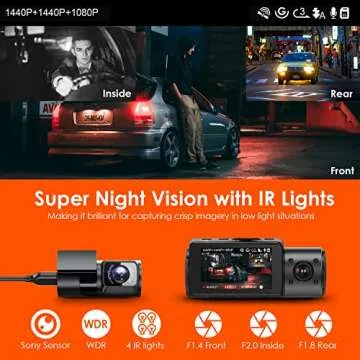 Vantrue N4 Three-Channel Dash Cam and Hardwire Kit