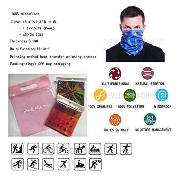 DEMIL 6PCS/8PCS/12PCS Seamless Headband Bandanas Headwear for Men&Women Scarf(12pcs-A7)