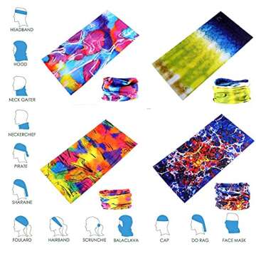 DEMIL 6PCS/8PCS/12PCS Seamless Headband Bandanas Headwear for Men&Women Scarf(12pcs-A7)