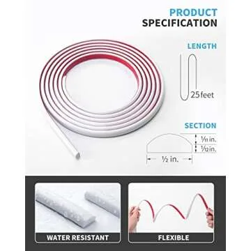 Art3d 25 Ft Peel and Stick Trim for Backsplash Tile Edge, Self-Adhesive Liner for Corner Decor in White