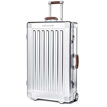 Sterling Pacific - 80L Check In Travel Case – Full Aluminum Luggage, Italian Leather Handles