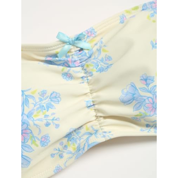 ZAFUL Women's Floral Print Bandeau Bikini Swimsuit in Beige