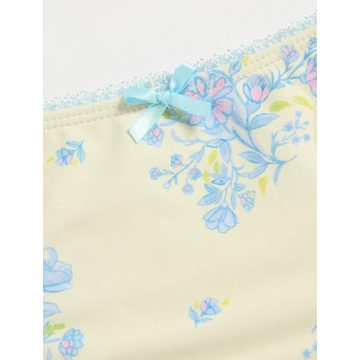 ZAFUL Women's Floral Print Bandeau Bikini Swimsuit in Beige