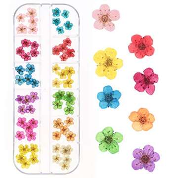 LIMGLIM 132pcs Dried Flowers Resin Nail Art Accessories 3D Nail Stickers Supplies 3 Boxes Mini Natural Starry Flower for Scrapbooking DIY Candle Decoration Jewelry Crafts Nails Decor Soap Making