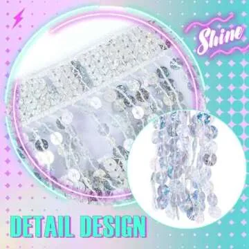 Zoestar Boho Sequin Tassel Hip Scarf New Year Eve Multilayer Belly Dance Skirt Christmas Belt Dance Skirt for Women (Silver)