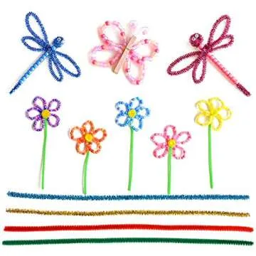 VICOVI Pipe Cleaners Craft Set, Chenille Stems for Kids DIY Art Creative Crafts Decorations School Projects with Pom Poms Wiggle Eyes (6 mm x 12 Inch) (30)