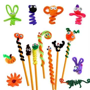VICOVI Pipe Cleaners Craft Set, Chenille Stems for Kids DIY Art Creative Crafts Decorations School Projects with Pom Poms Wiggle Eyes (6 mm x 12 Inch) (30)