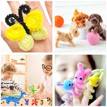 VICOVI Pipe Cleaners Craft Set, Chenille Stems for Kids DIY Art Creative Crafts Decorations School Projects with Pom Poms Wiggle Eyes (6 mm x 12 Inch) (30)