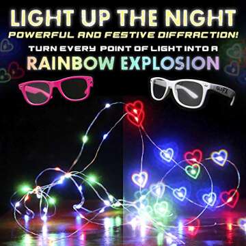 GloFX Ultimate Heart Diffraction Glasses - 3D Rainbow Hearts Effect with Black Frames - Great Festival, Concert, and Rave Accessory