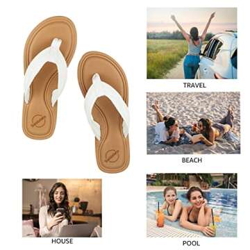 Saidoteto Women's Flip Flops Flat Sandal Casual Summer Thongs Comfort Slip-on Sandal Beach Wear.White Size 13 W220712